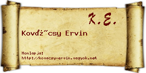 Kovácsy Ervin névjegykártya